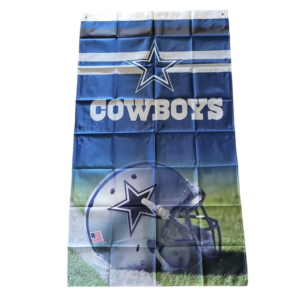 Dallas Cowboys Flag Banner New‎ 3x5 Ft Helmet Turf Filed Mancave Garage Tailgate